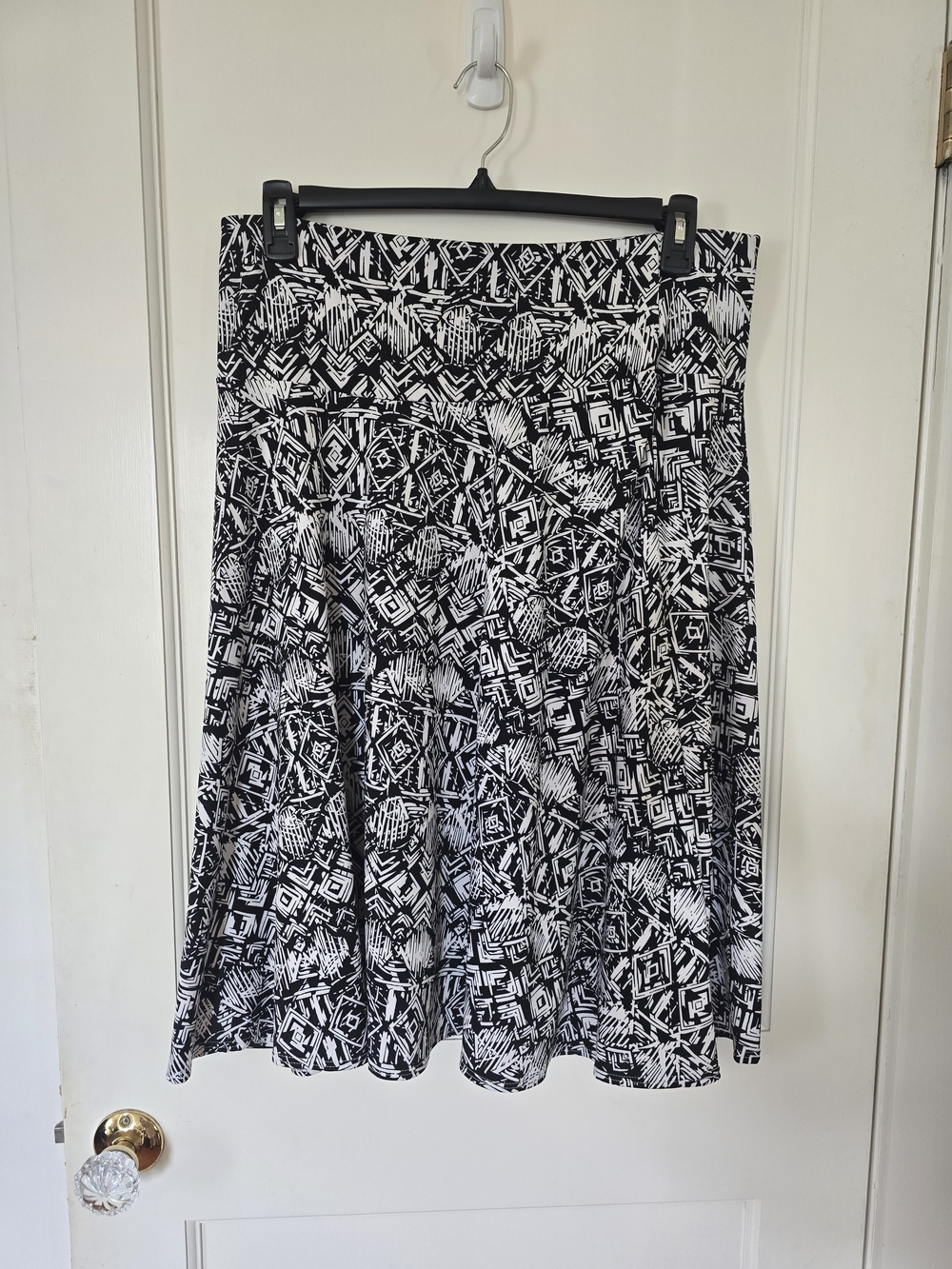 Ashley Blue Black and White Graphic Circle Skirt